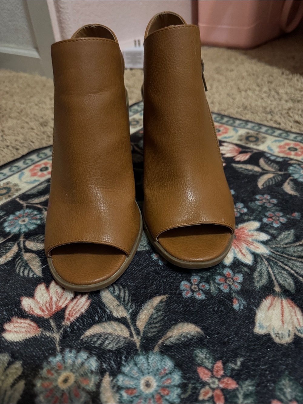 a.n.a Tan Open-Toe Ankle Booties